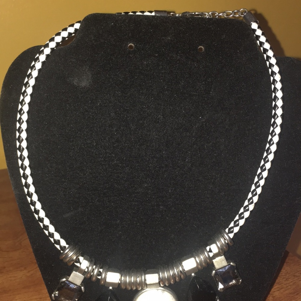 Black And White Checkered Statement Necklace - image 3